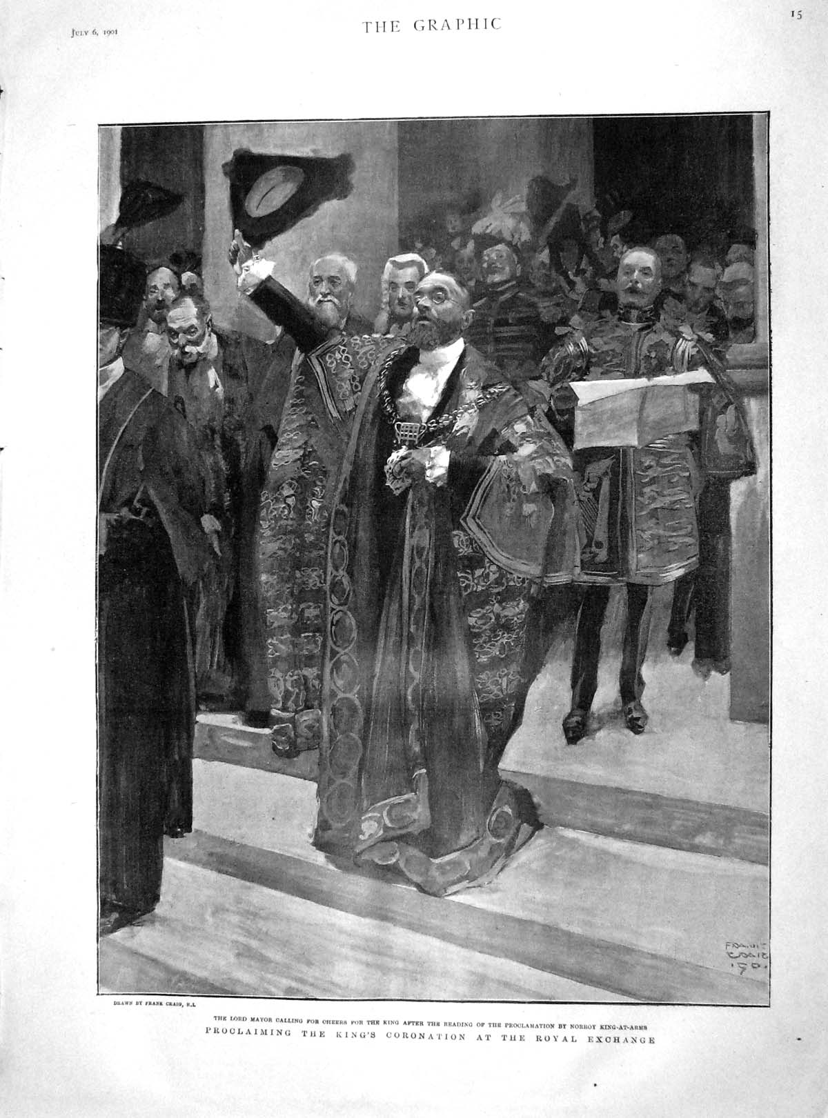 Original Old Antique Print 1901 Lord Mayor King Coronation Exchange Hotel Milan