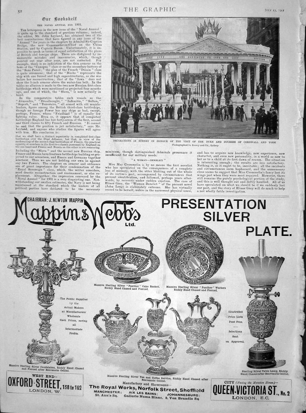 Old Antique Print 1901 Duke Cornwall York Sydney Mappin Webb Silver Plate 20th