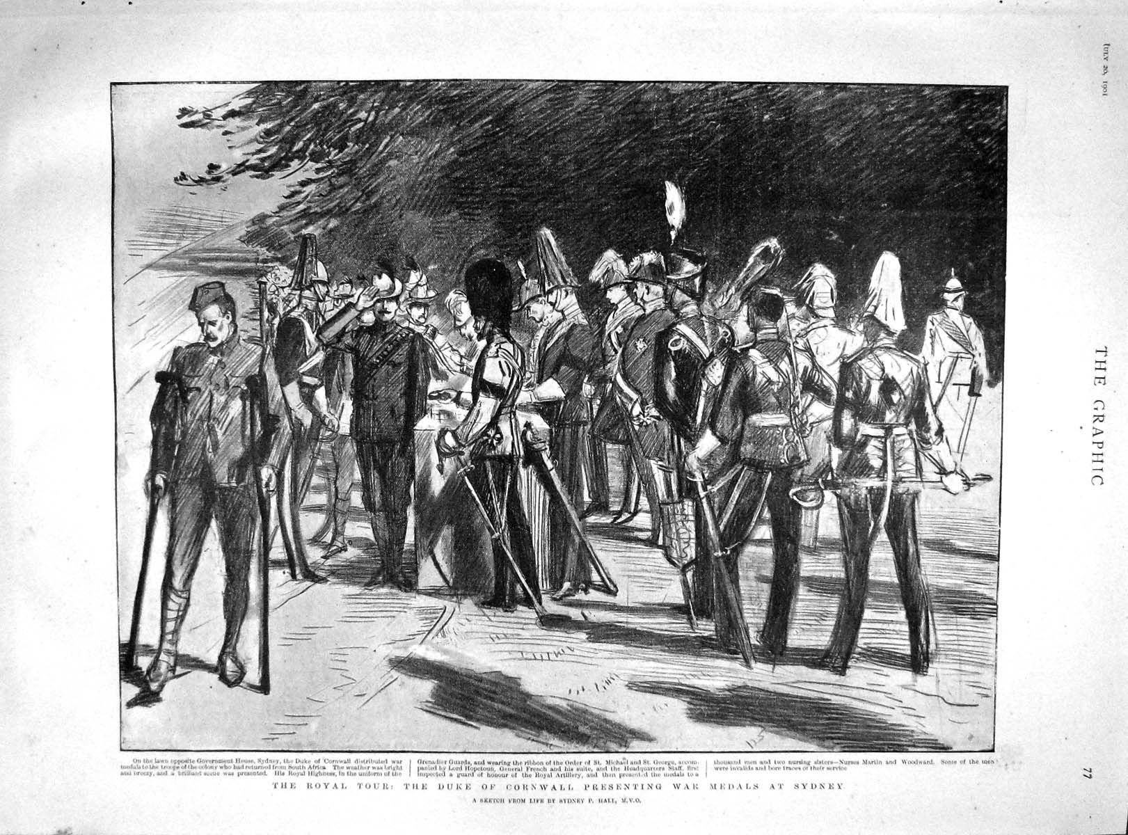 Old Antique Print 1901 Duke Cornwall Sydney Marble Estate Killarney Lake 20th