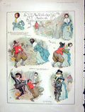 Original Old Antique Print 1901 Colour Unlucky Ambush Robber Man Lady 20th