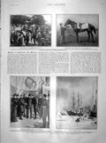 Original Old Antique Print 1901 Goodwood Horse Race Fortunatus Discovery Ship