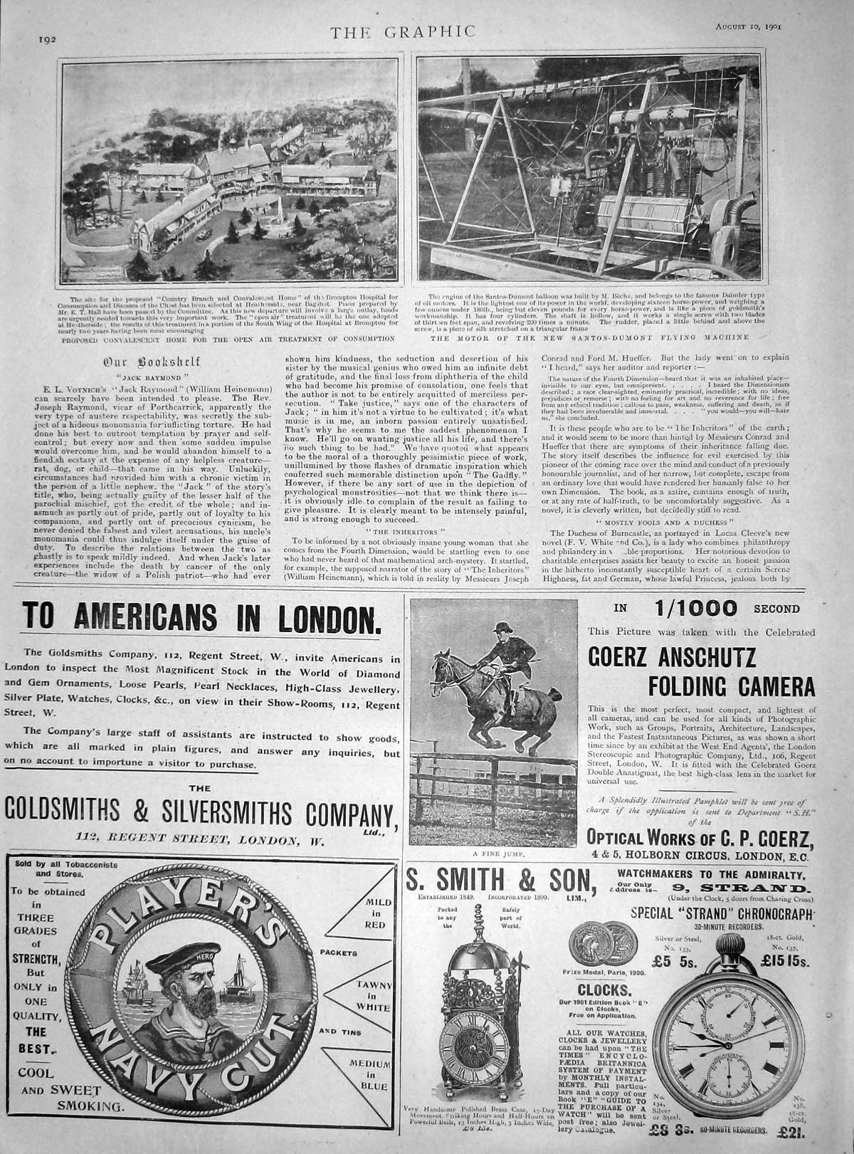 Original Old Antique Print 1901 Convalescent Home Consumption Santos-Dumont