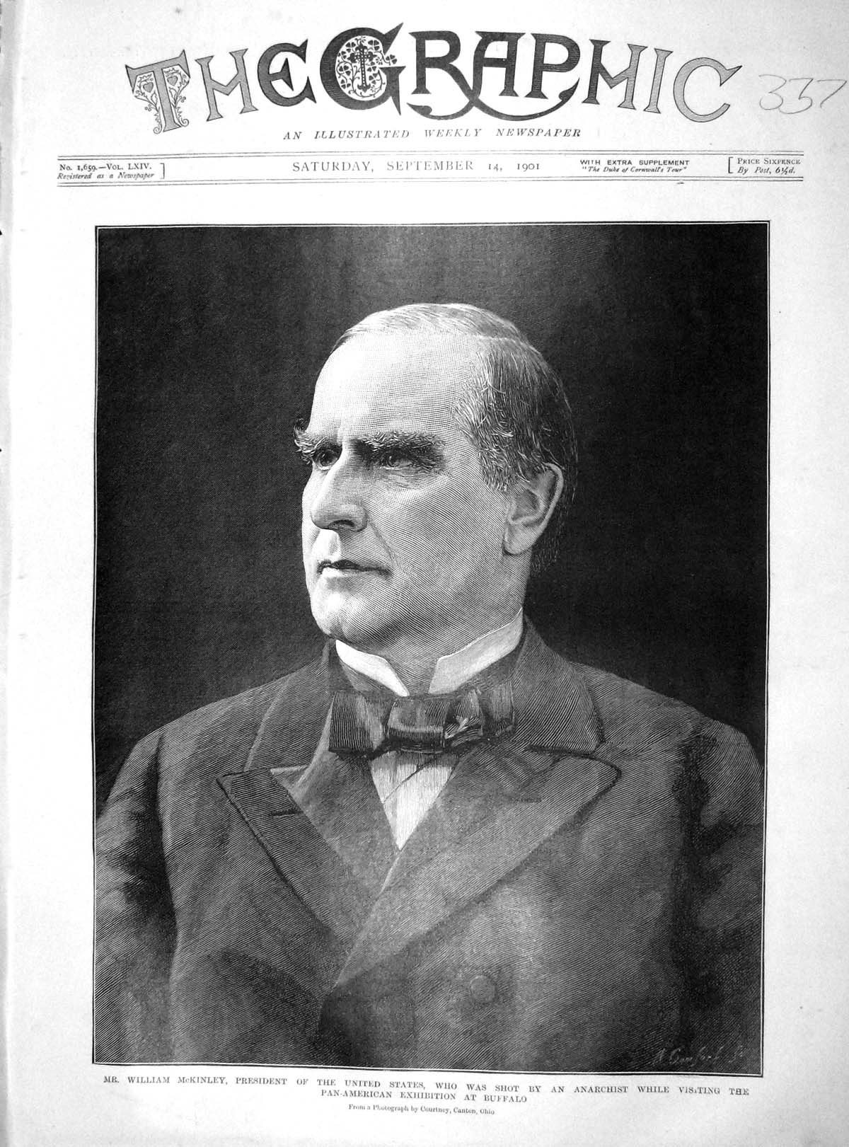 Original Old Antique Print 1901 William Mckinley President America Shot Buffalo