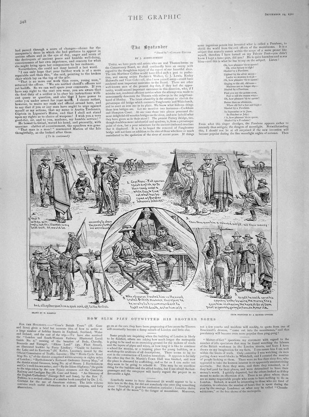 Original Old Antique Print 1901 Slim Piet Boers War Siers Camp 20th