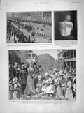 Original Old Antique Print 1901 Duke Leuchtenberg Funeral Petersburg Mauritius