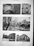 Original Old Antique Print 1901 Abbot Lodging Bridge Hyde Abbey Mary'S Castle