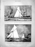 Old Antique Print 1901 America Shamrock Yacht Columbia Roosevelt Mckinley 20th