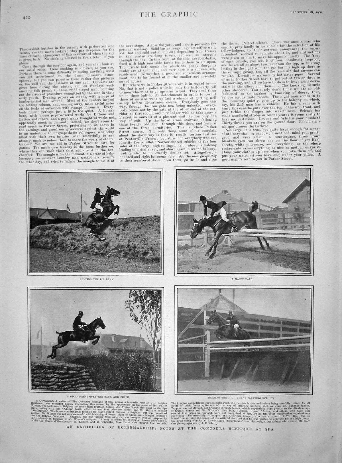 Old Antique Print 1901 Horses Concours Hippique Spa Gooch Adonis Winans 20th