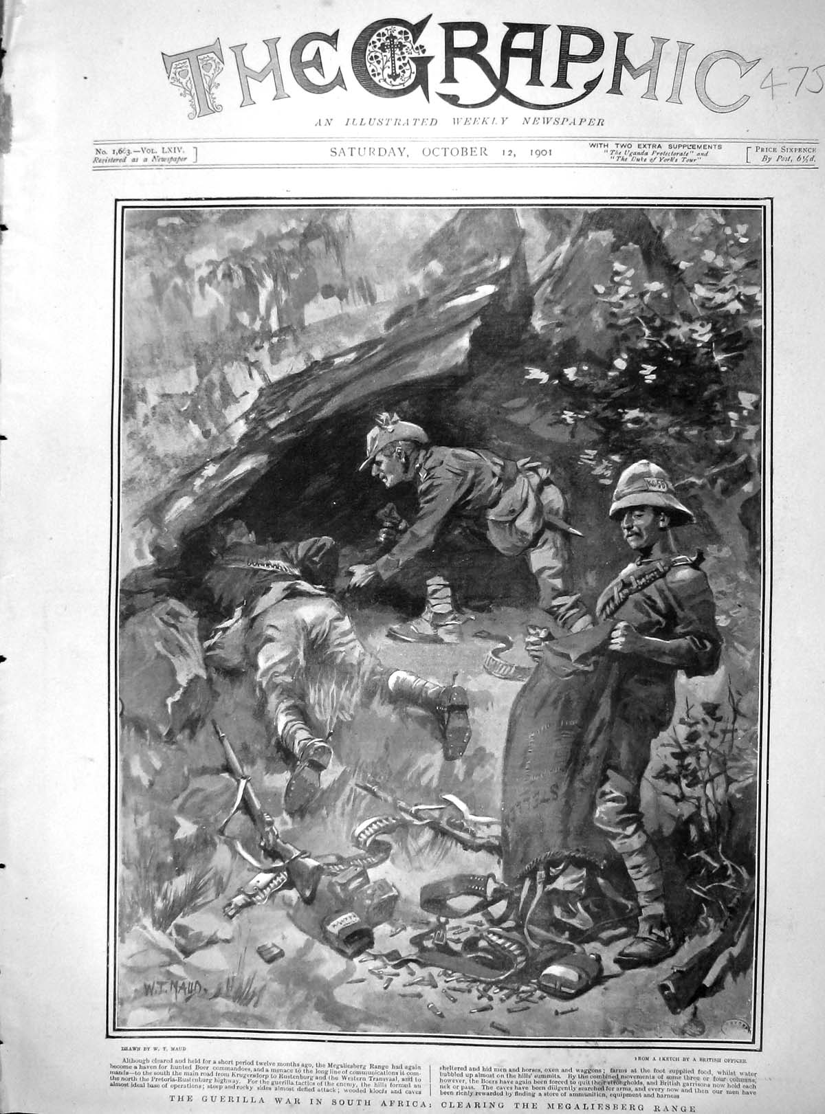 Old Antique Print 1901 Guerilla War South Africa Megaliesberg Mountains 20th