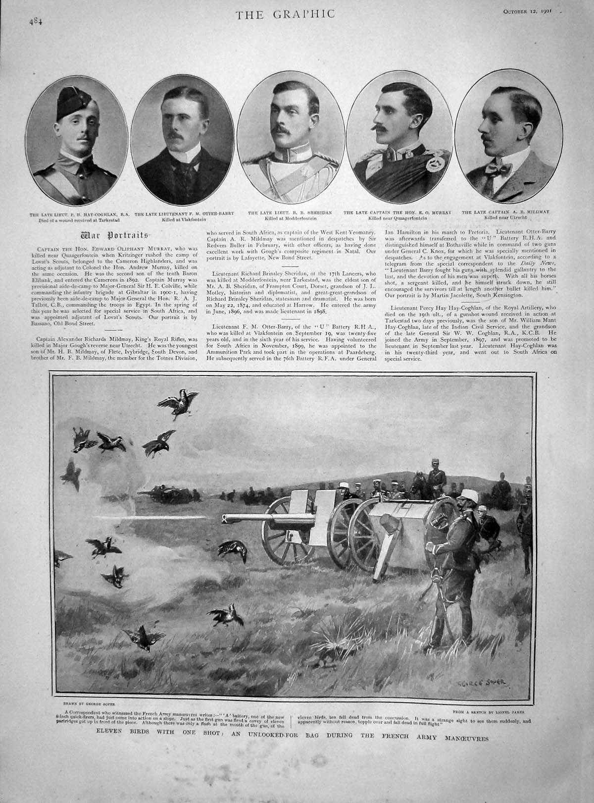 Old Antique Print 1901 Hay-Coghlan Otter-Barry Sheridan Murray French War 20th