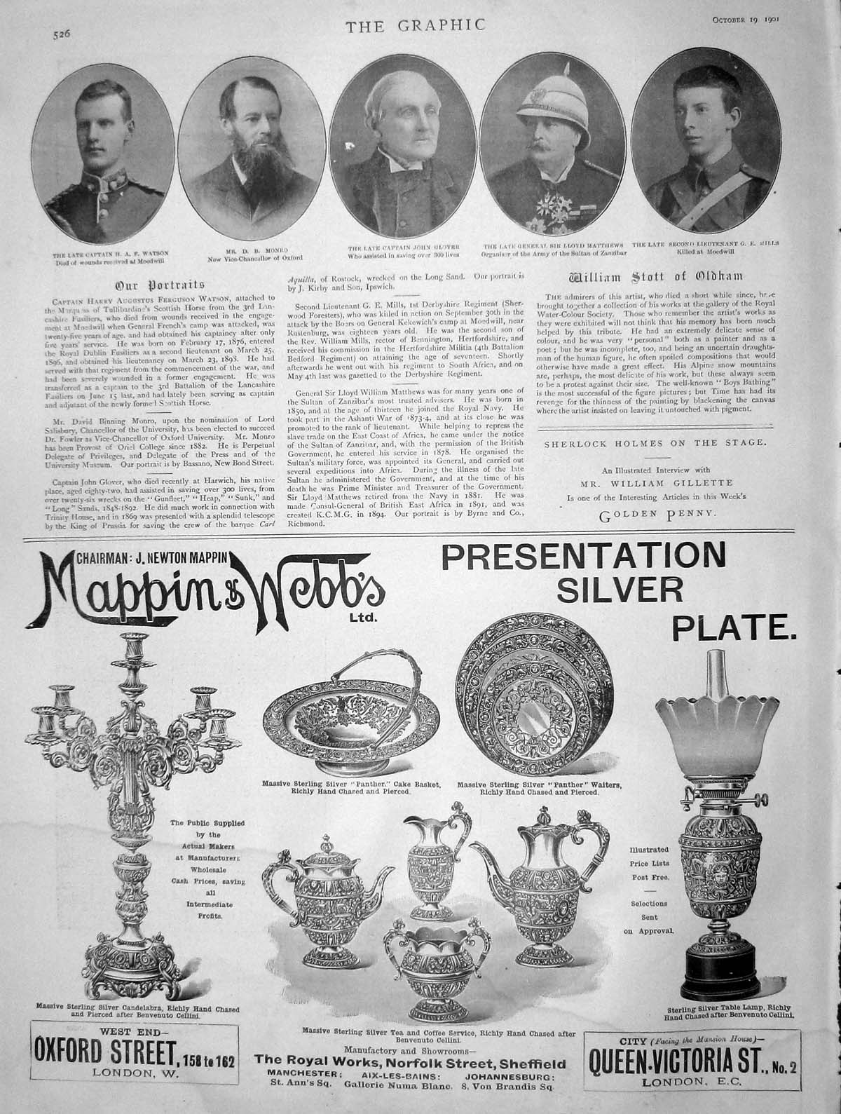 Original Old Antique Print 1901 Watson Monro Glover Matthews Mills Mappin Webb
