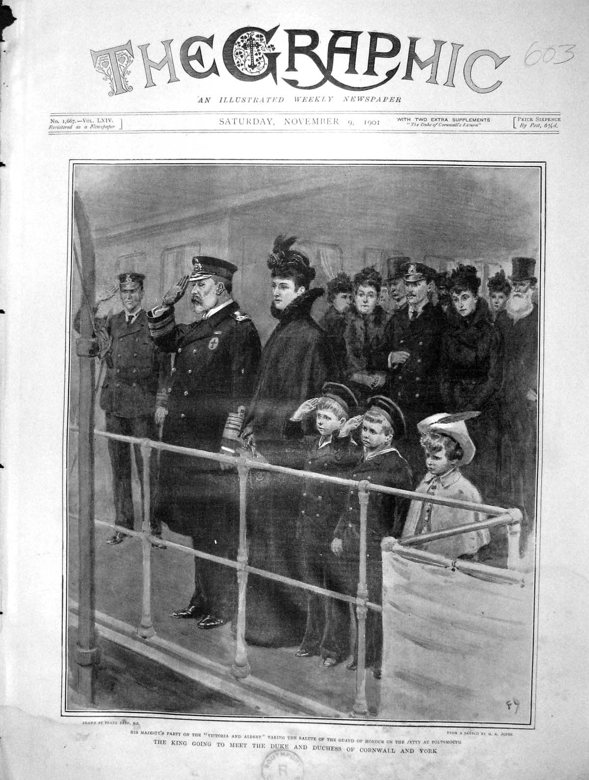 Original Old Antique Print 1901 King Duke Duchess Cornwall York Victoria Albert