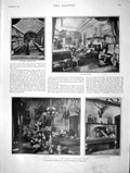 Original Old Antique Print 1901 Sandringham American Bowling Alley Drawing Room