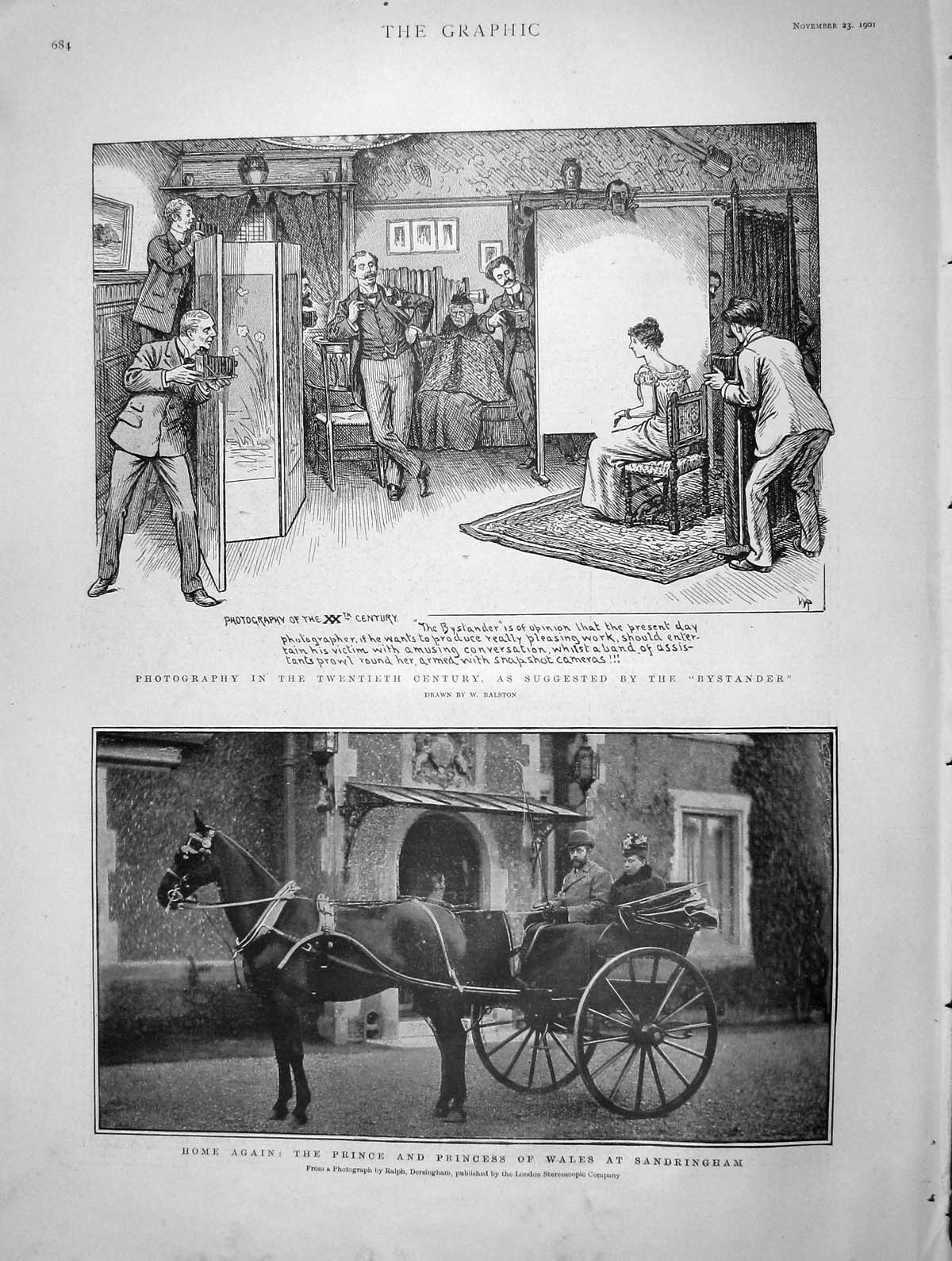 Original Old Antique Print 1901 Prince Wales Coach Sandringham Bystander Photo