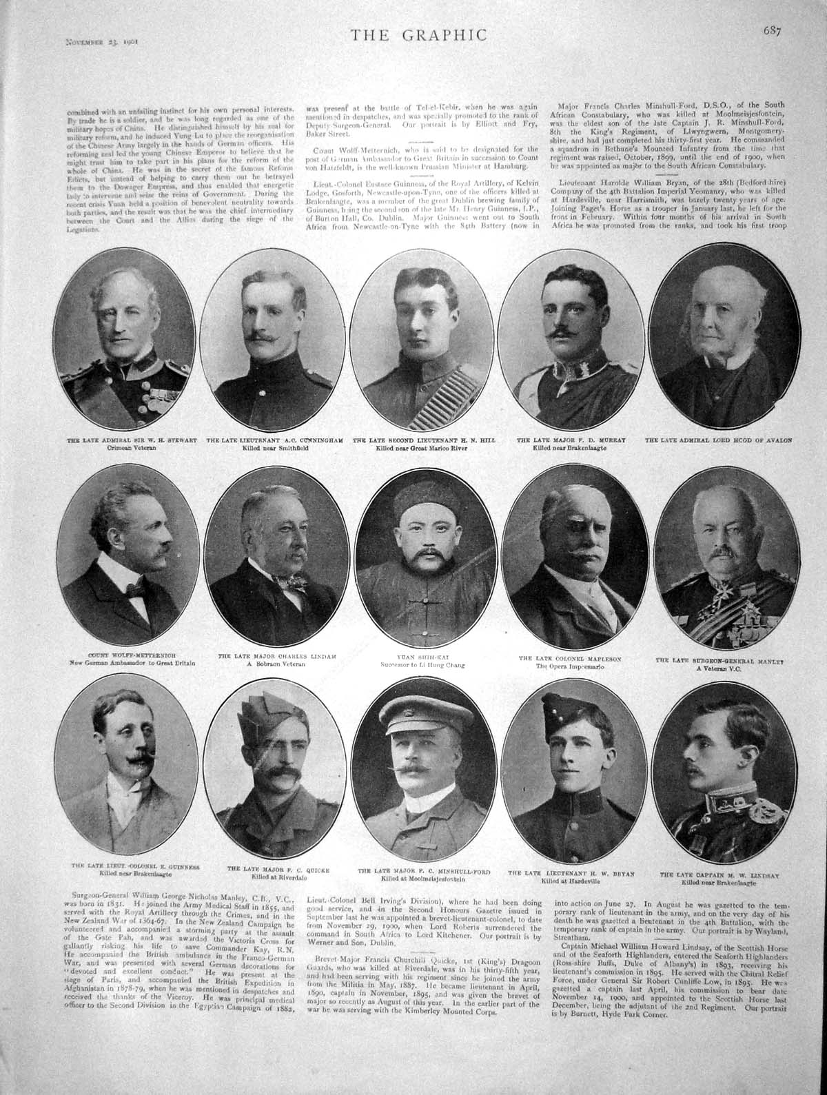 Original Old Antique Print 1901 War Cunningham Stewart Murray Mapleson Lindham