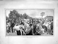 Original Old Antique Print 1901 Cattle Market Bavarian Alps Animals Flower 20th