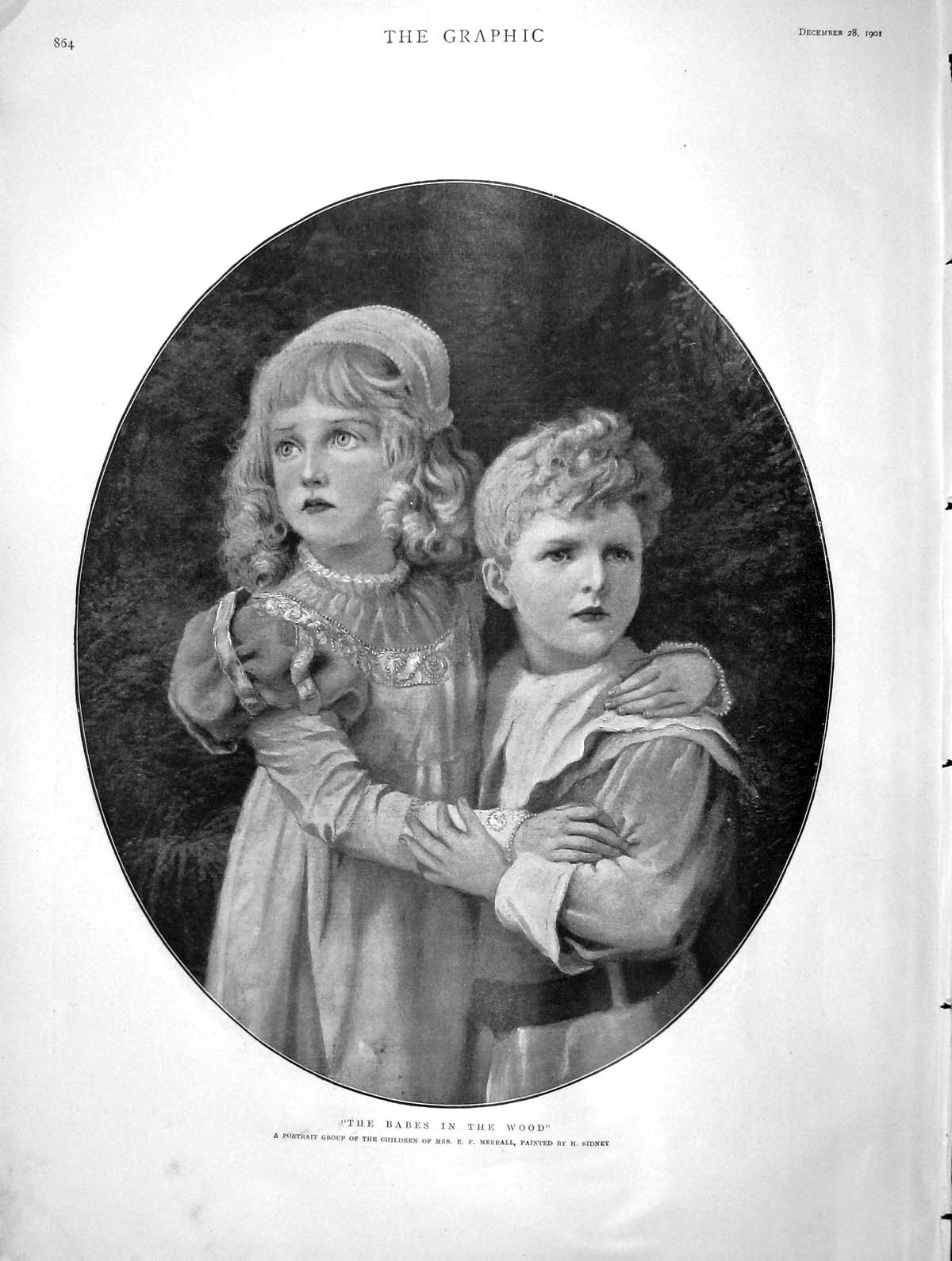 Old Antique Print 1901 Babes In The Wood Children Pigeon Catching Sicily 20th