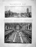 Old Antique Print 1901 Westminster Hall Palace Yard Trial Warren Hastings 20th