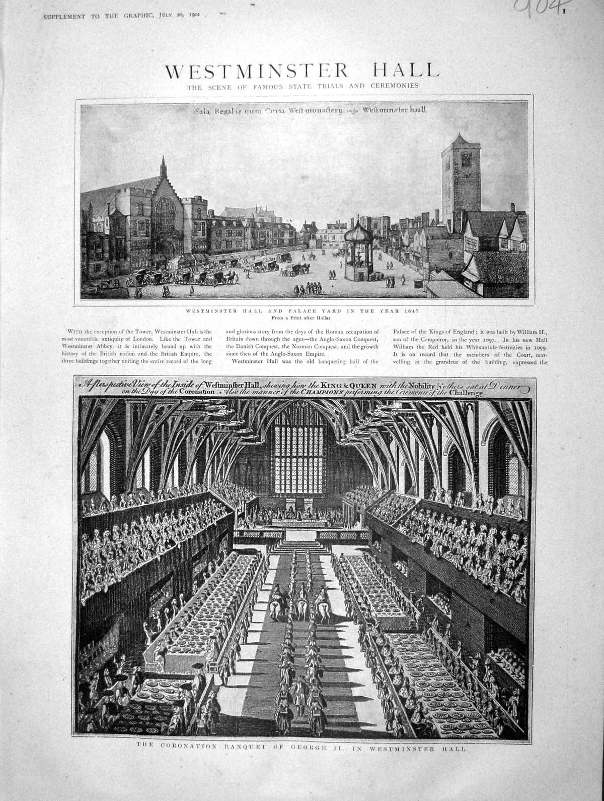 Old Antique Print 1901 Westminster Hall Palace Yard Trial Warren Hastings 20th