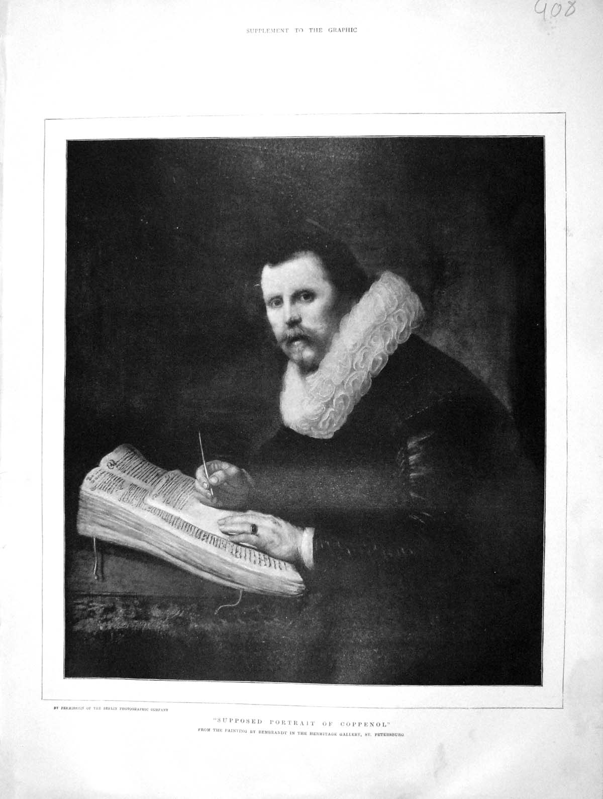 Original Old Antique Print 1901 Supposed Portrait Coppenol Rembrandt Victorian