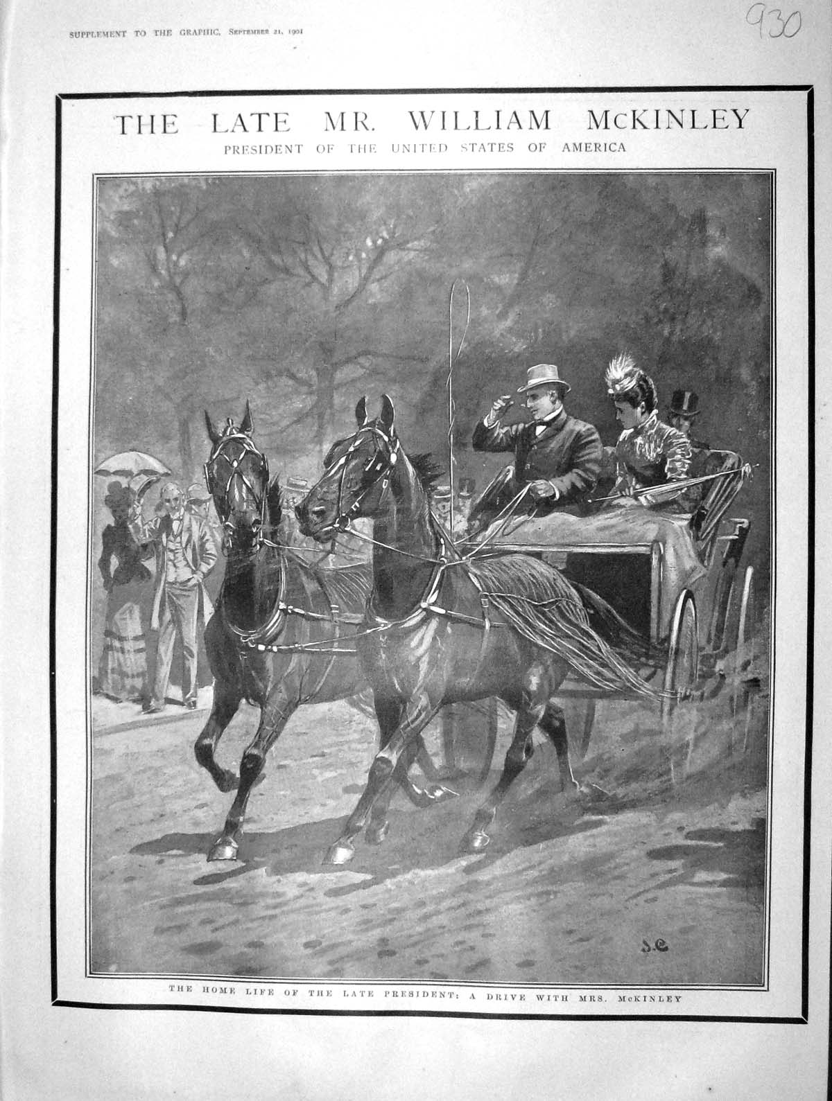 Old Antique Print 1901 William Mckinley President White House Washington 20th