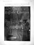 Original Old Antique Print 1901 French Monastery Grand Chartreuse Matins Monks