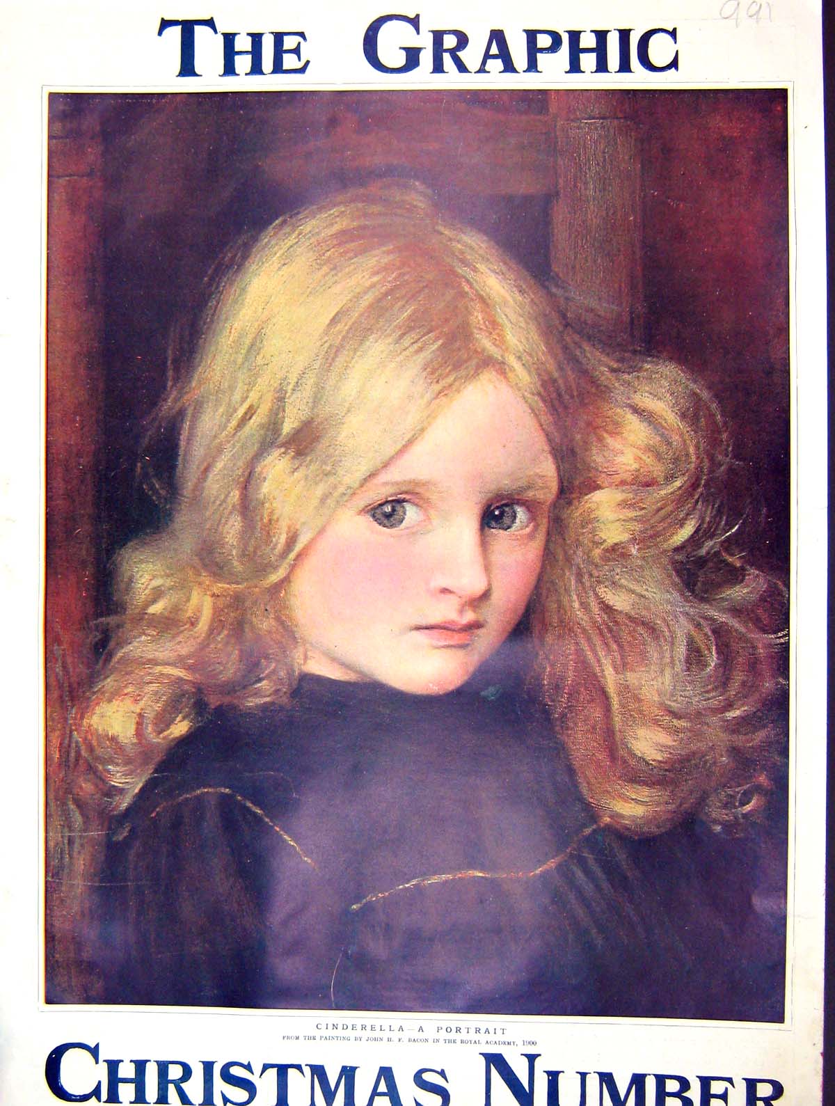 Original Old Antique Print 1901 Colour Portrait Cinderella Young Girl Bacon