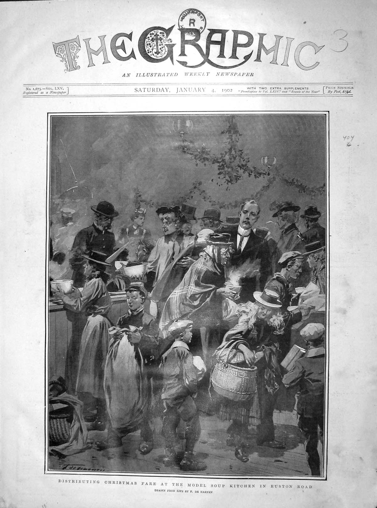 Original Old Antique Print 1902 Christmas Fare Model Soup Kitchen Euston London
