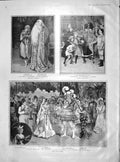 Original Old Antique Print 1902 Blue Beard Drury Theatre Vaudeville Franks Leno