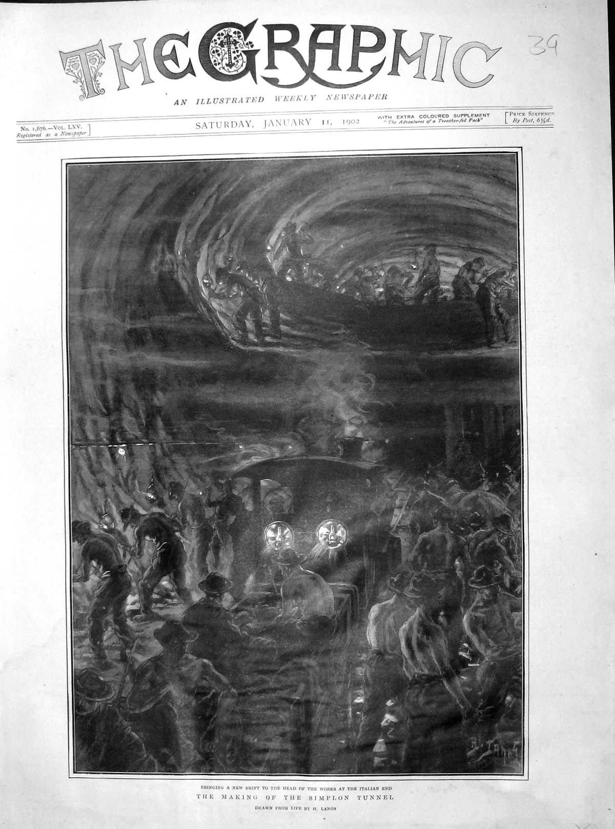 Original Old Antique Print 1902 Making Simplon Tunnel Works Italian Train Track