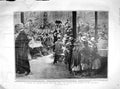 Original Old Antique Print 1902 Banquet Ragged School Boys Girls Guildhall 20th