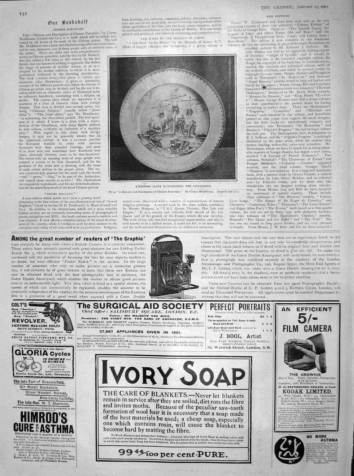 Original Old Antique Print 1902 Chinese Plate Crucifixion Porcelain Ivory Soap