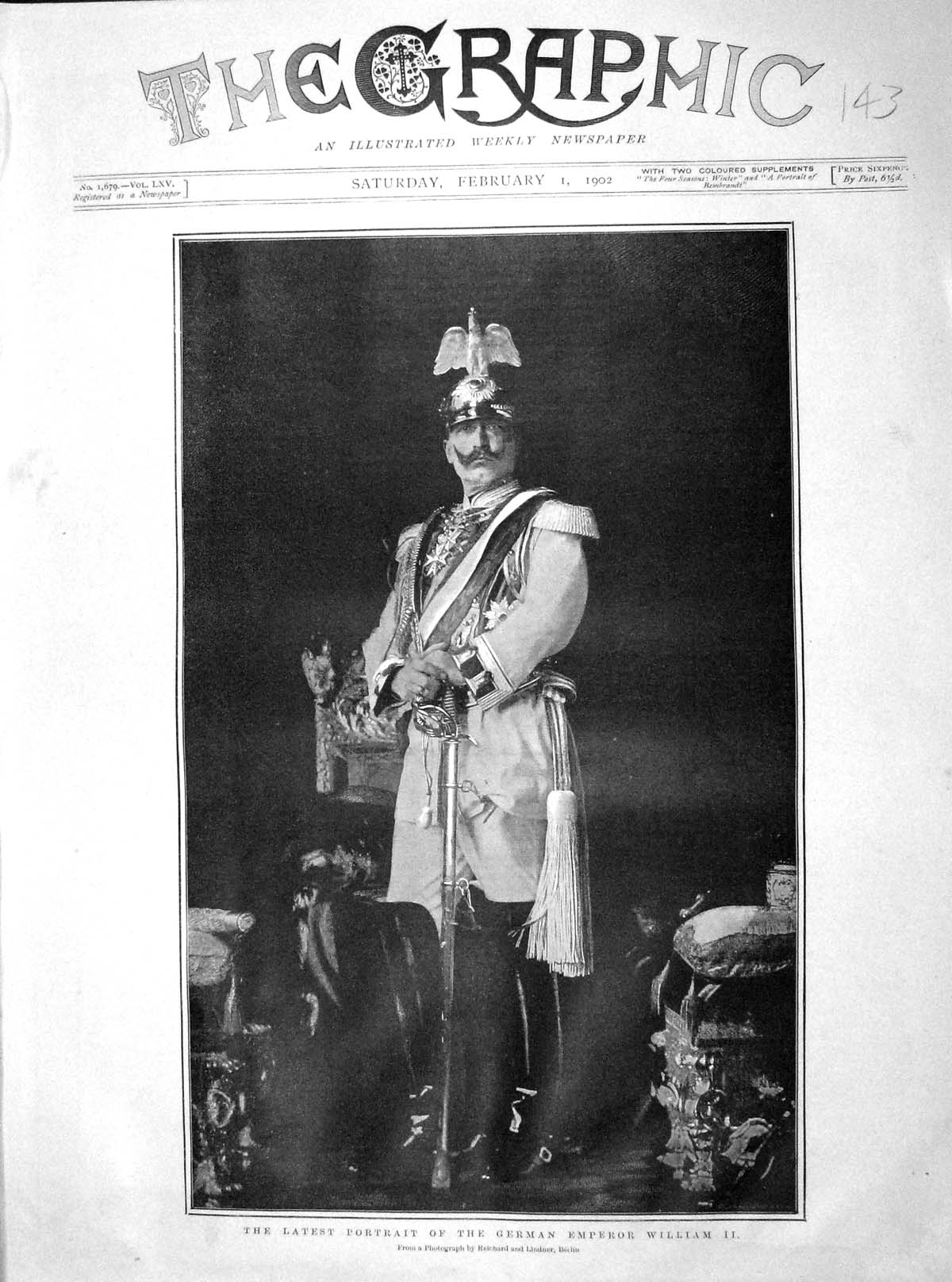 Original Old Antique Print 1902 Portrait German Emperor William Ii 20th Century