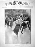 Original Old Antique Print 1902 Fashionable Ice Skating London Niagara 20th
