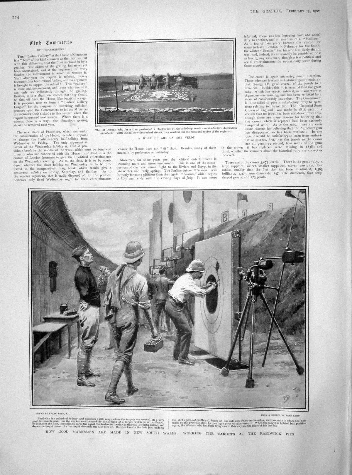 Old Antique Print 1902 Blockhouse Machadodopr Veldt Wales Randwick Pits 20th