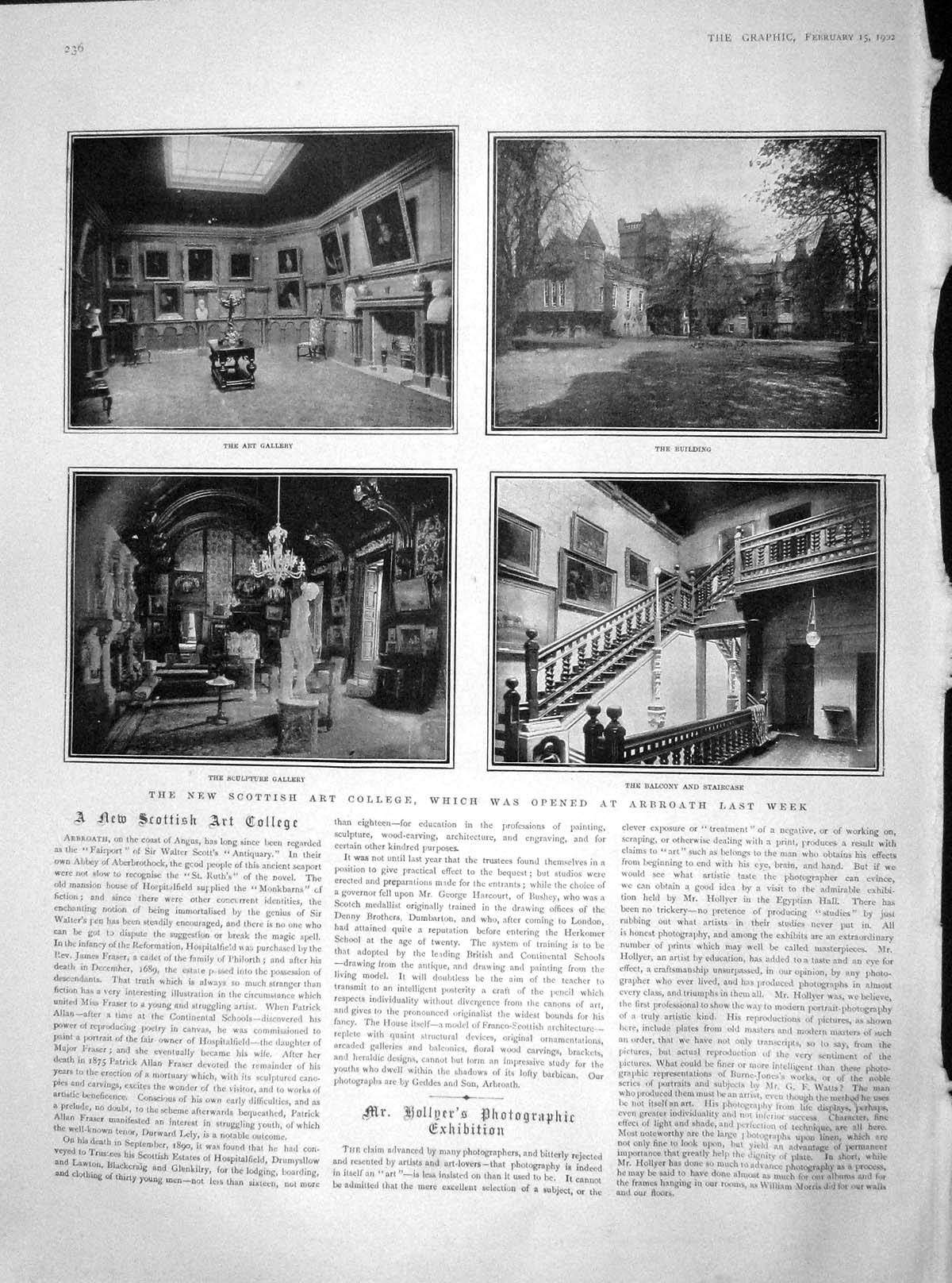 Original Old Antique Print 1902 Scottish Art College Arbroath Galley Sculpture