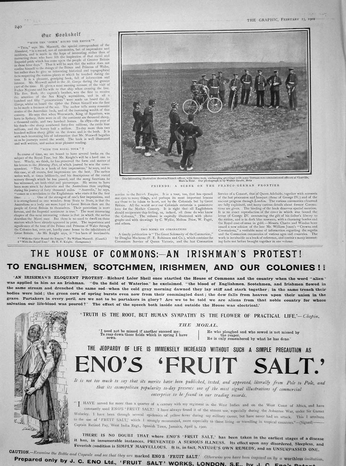 Original Old Antique Print 1902 Franco-German Frontier Vionville Eno'S Fru 20th