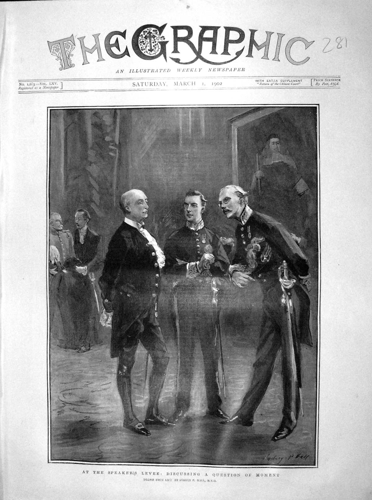 Original Old Antique Print 1902 Speakers Levee Discussing Question Moment Siers