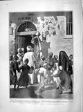 Original Old Antique Print 1902 Mecca Pilgrims House Cairo Schoolboys D 20th