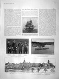 Old Antique Print 1902 Naval College Dartmouth Ship Moltke Boers Horses 20th