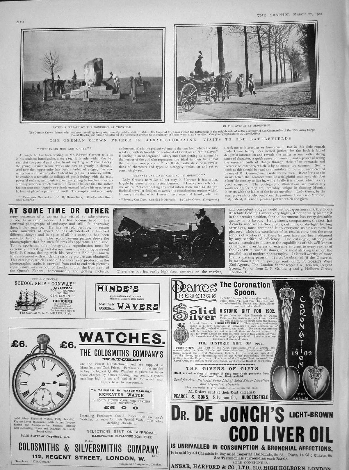 Original Old Antique Print 1902 German Prince Alsace-Lorraine Bezonville Vi 20th