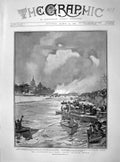 Original Old Antique Print 1902 University Boat Race Passing Chiswick Churc 20th