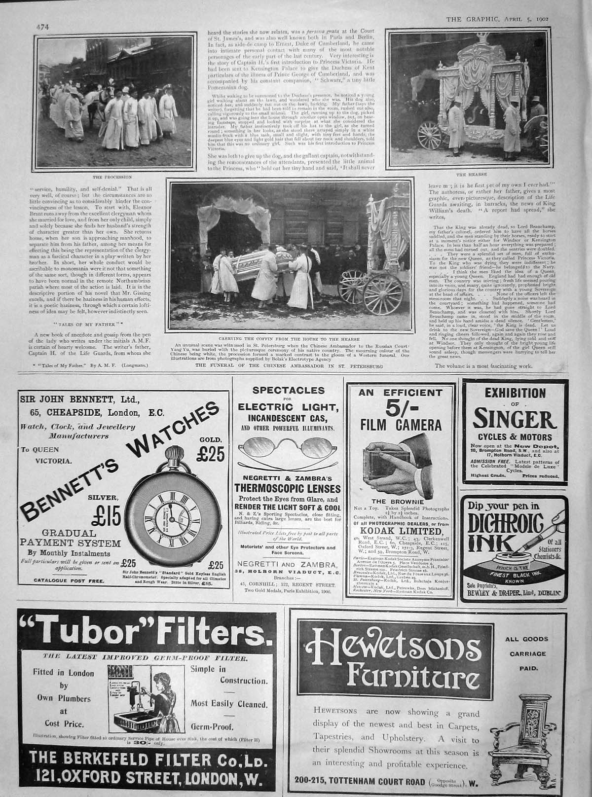 Original Old Antique Print 1902 Funeral Chinese Ambassador Petersburg 20th