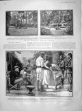 Original Old Antique Print 1902 Argo Expedition Native Oath Trader'S Canoe Akar