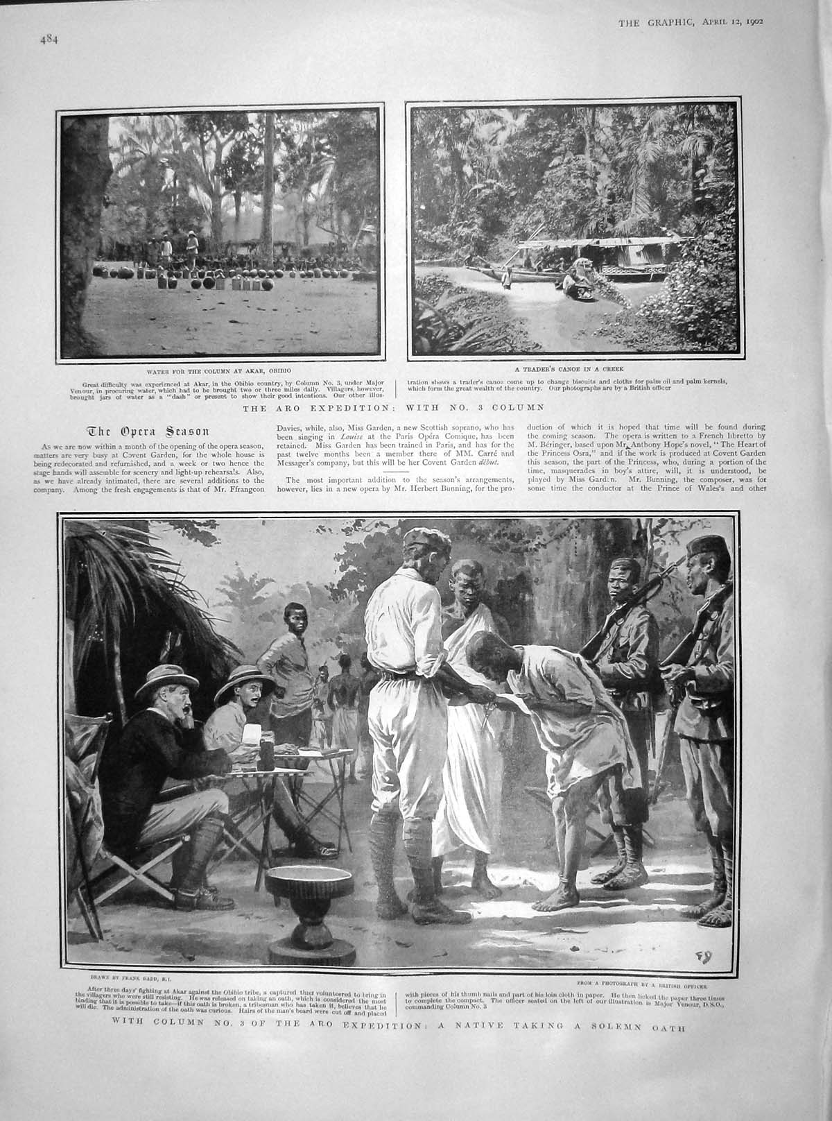 Original Old Antique Print 1902 Argo Expedition Native Oath Trader'S Canoe Akar
