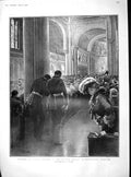 Old Antique Print 1902 Church Service Guards Chapel Wellington Barracks 20th
