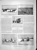Old Antique Print 1902 Winter Russia Neva Samoyedes Reindeer Tramway Ice 20th