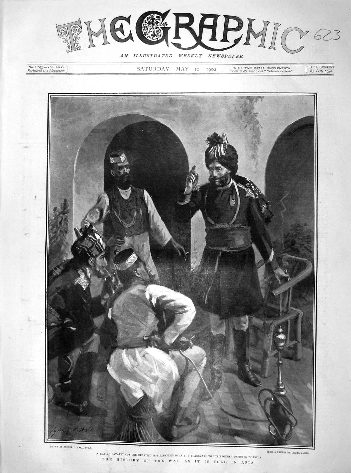 Original Old Antique Print 1902 Native Cavalry Officer Transvaal India F 20th