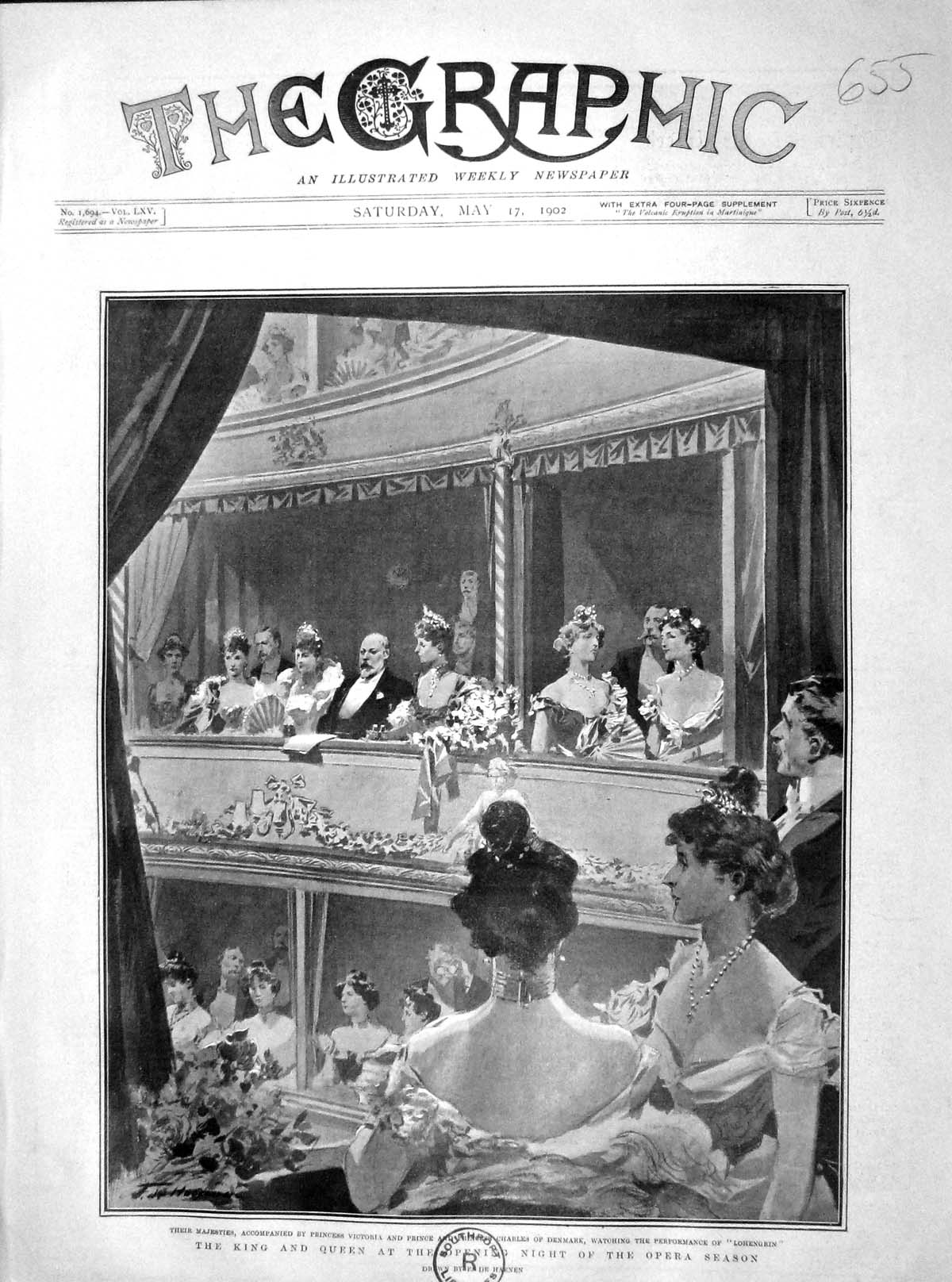 Old Antique Print 1902 King Queen Opera Princess Victoria Charles Denmark 20th