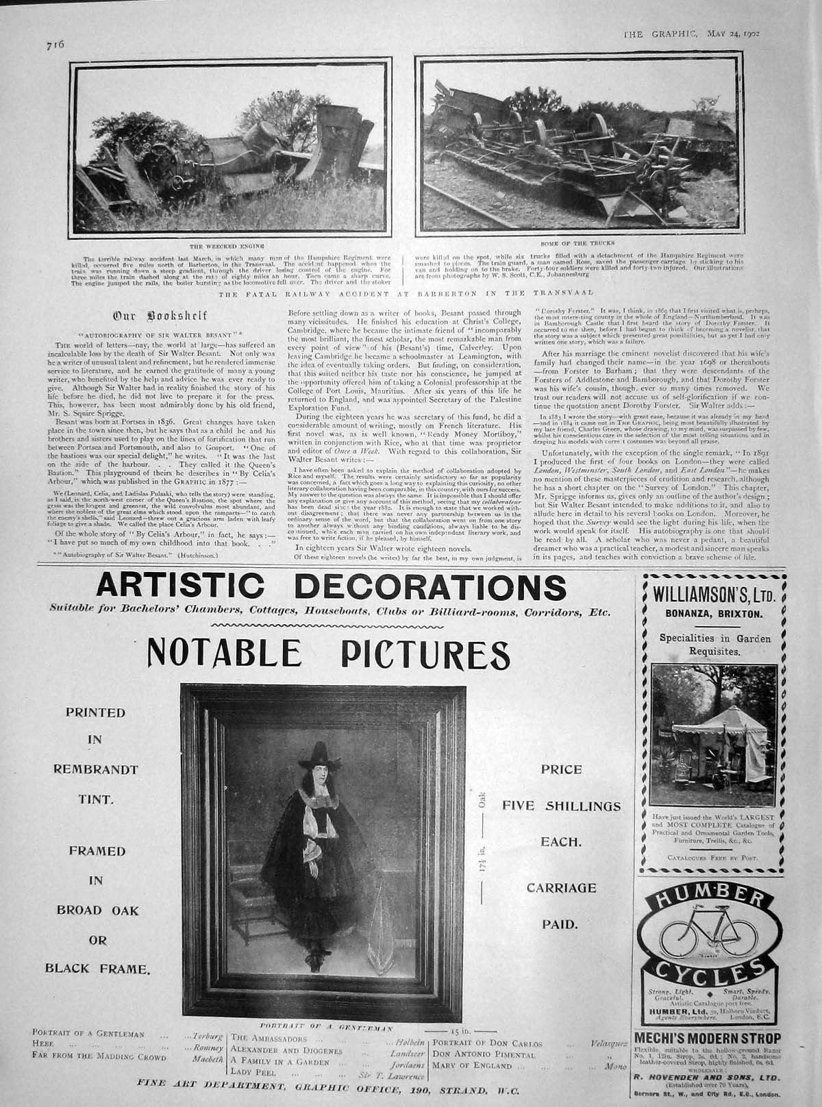Old Antique Print 1902 Railway Crash Barberton Transvaal Fine Art Strand 20th